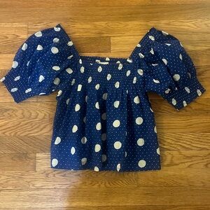 Mille Blue Polka Dot Top